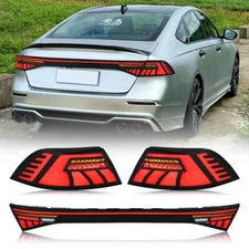 LED SMOKED Tail Lights For Honda Accord 2023-2024 Rear Lamps W/Animation DRL 3X