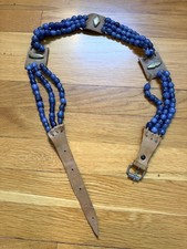 Blue Beaded Boho Belt Artisan Festival Style, 32