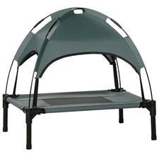 Elevated Dog Cot Bed w/ UV Protection Canopy, Portable, Gray for Medium Dogs