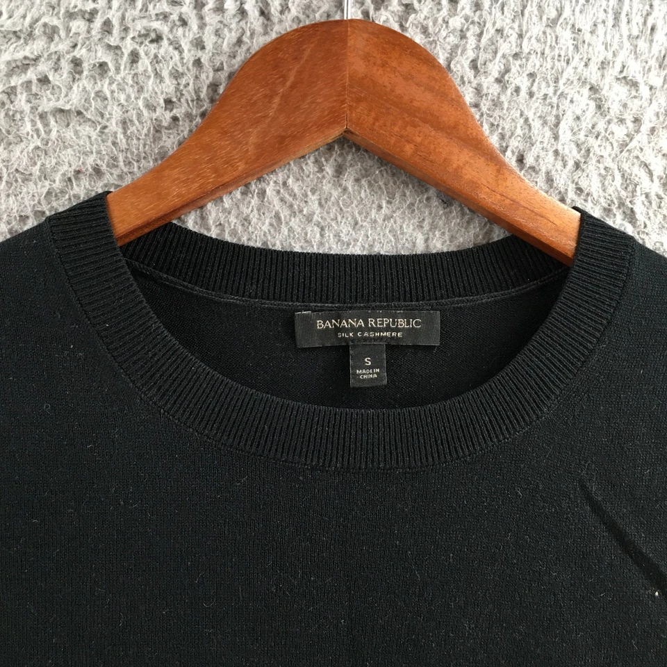 Suéter Banana Republic Mujer Pequeño Negro Manga Larga Pullover Ligero Foto 3 de 4