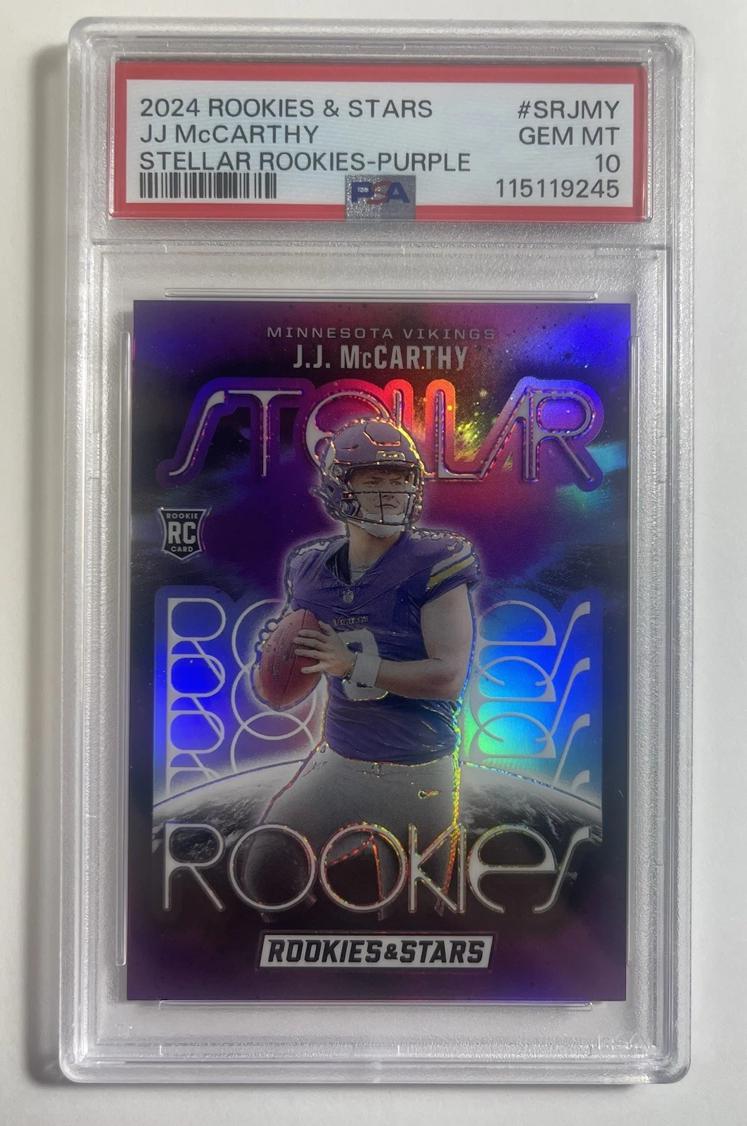 JJ McCarthy Panini Rookies & Stars Stellar Rookies #SRJMY Purple