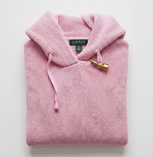 Lauren Ralph Lauren Women’s Pink Cotton Knit Hooded Pullover Hoodie M