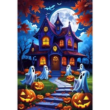 Halloween Castle Scary Ghost DIY 5D Diamond Art Kit 12 x 16 Inch