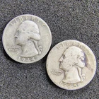 1944 & 1945 Washington Quarters 25c's - 90% Silver - Philadelphia Mint - G-VG