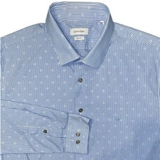 CALVIN KLEIN   Slim Fit Long Sleeve Dress Shirt   Men's Size 43 - 17 Large 