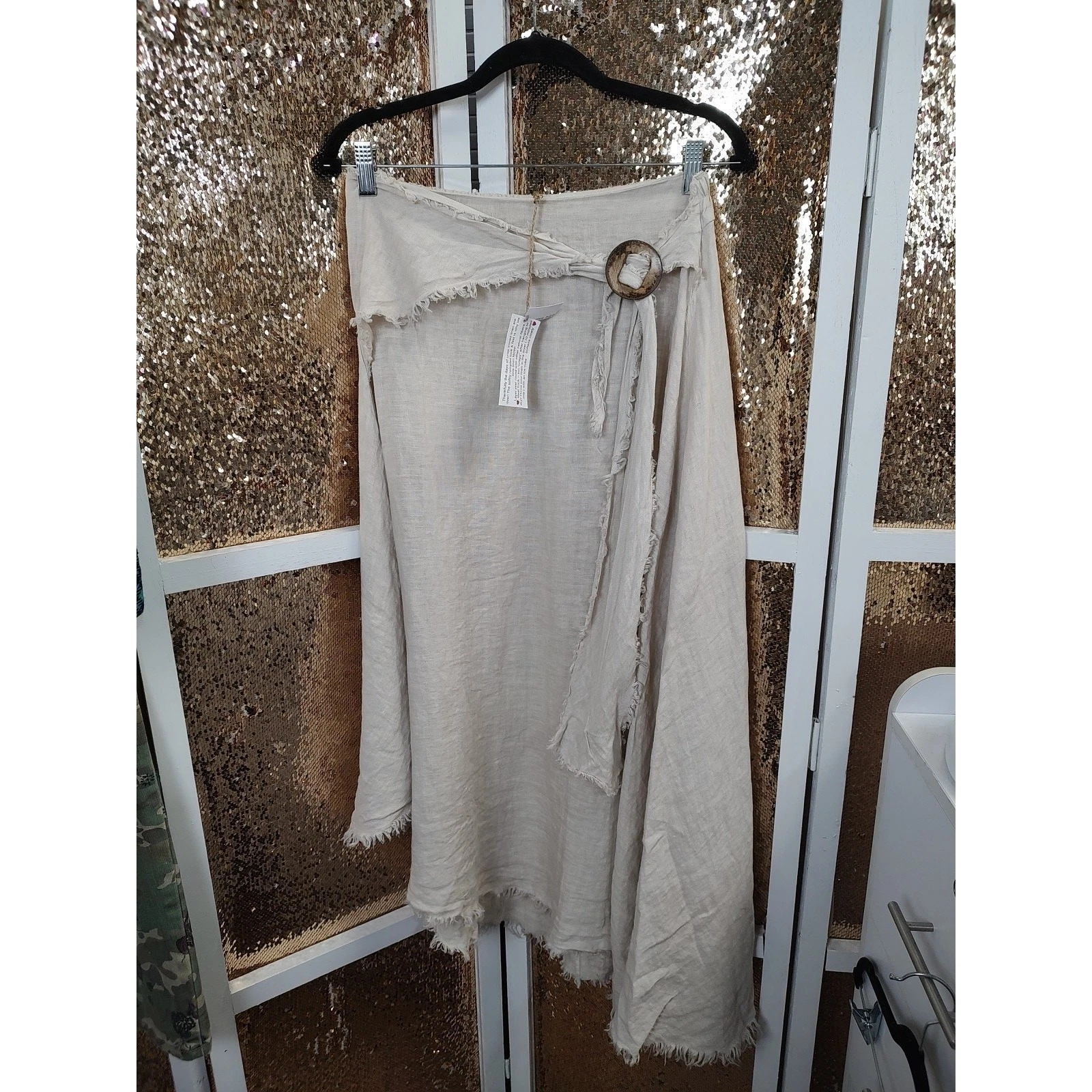 Beige Linen Skirt One Size Size Up To 14 Beach Summer Classic