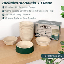 50-Pack 28Oz Disposable Pet Bowls Food-Grade Silicone Base Biodegradable Feeding