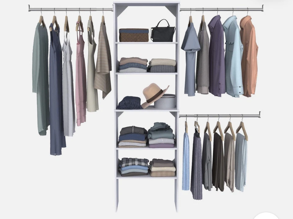 SuiteSymphony Armario de Madera Organizador Kit de Inicio Torre y 3 Varillas Colgantes, Estante... Foto 2 de 2