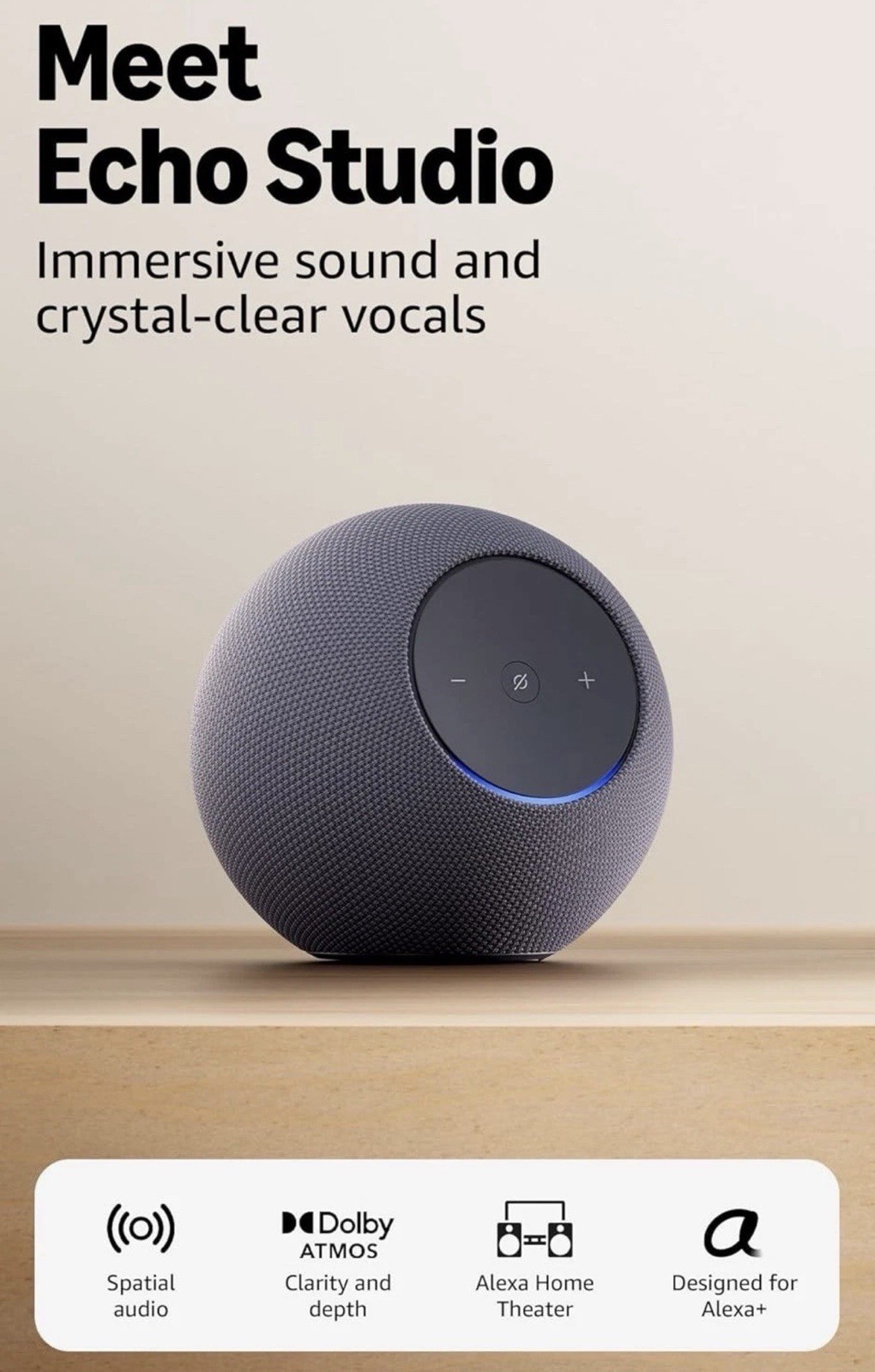 Newest Amazon Echo Studio w/ immersive spatial audio, Dolby Atmos, Alexa+ - New