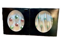 Vintage Glass Ball Christmas Ornaments, Silver Green  Red 2 Pack of 6 