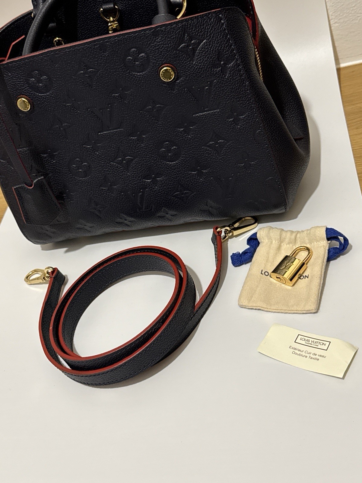 Louis Vuitton Montaigne Crossbody BB Navy Leather Monogram Empreinte image 5