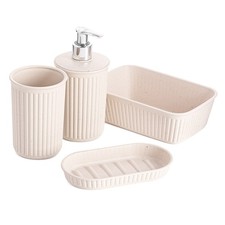 Ribbed Collection - Eco-Friendly Decorative Plastic Bathroom Accessories Set,...