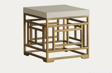 Pair Andrew Martin Tables Andrew Martin Cream & Gold Bedside Tables Side Tables