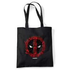 Marvel Deadpool Doodle Logo Grocery Travel Reusable Tote Bag, Black