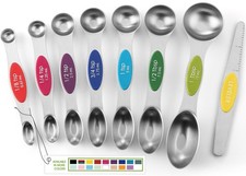 Magnetic Measuring Spoons Set of 8 - Stainless Steel, Fits Most Spice Jars