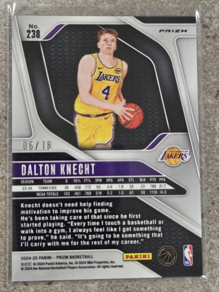 2024-25 Panini Prizm Dalton Knecht Orchid /18 Rookie #238 (RC) GORGEOUS card! 🔥 - Image 2 of 4