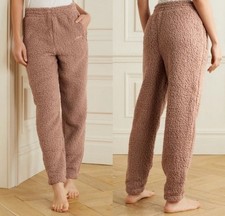 Skims Womens Track Pants Taupe Sherpa Teddy Jogger Lounge S