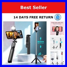 Selfie Stick Tripod with Bluetooth Remote and LED Fill Light for Phone