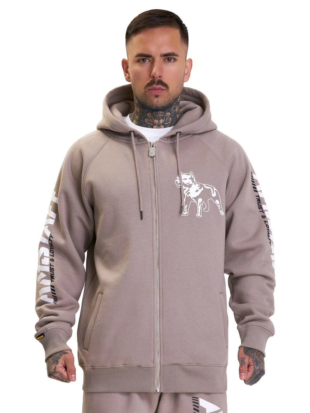 SACAI Felpa con cappuccio uomo Amstaff logo 2.0 zip giacca uomo felpa marrone chiaro