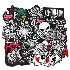 30pcs Embroidered Patches Assorted Cool Punk Iron On Appliques