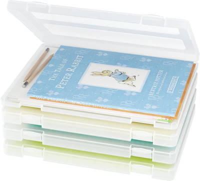 4-Pack A4 Plastic Paper Organizer Box, Scrapbook Storage for 8.5  X 11  Letter P
