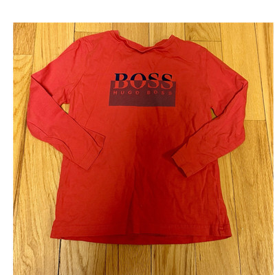 HUGO BOSS Boys Red Basic Long Sleeve Crew Neck Pullover T-Shirt Size 6