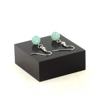 Ohrringe 1 Angelit Perle 8 Mm Aus Edelstahl. Hergestellt In Frankreich