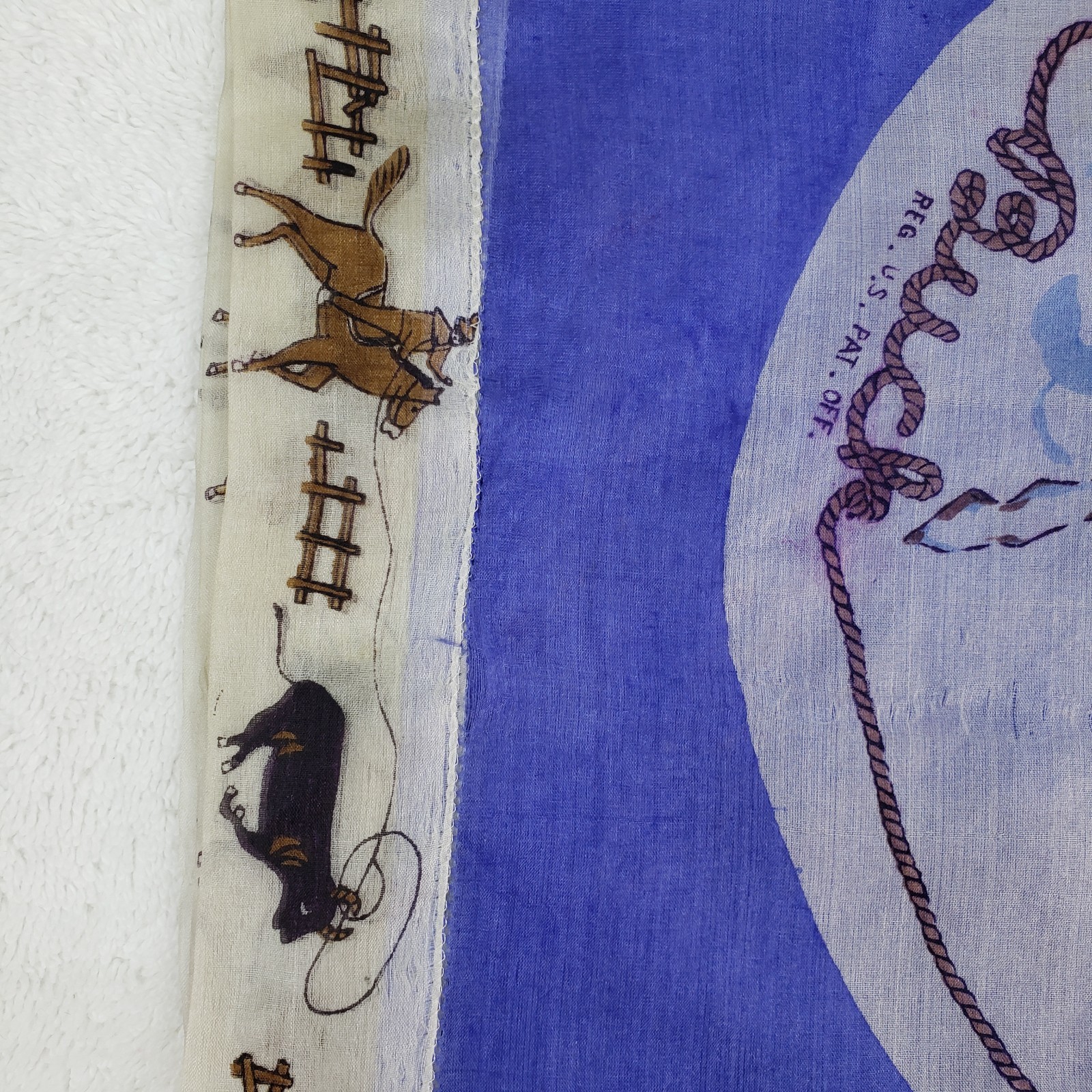 Vintage 1930s The Roundup let'er Buck Silk Scarf 25 X 25 In