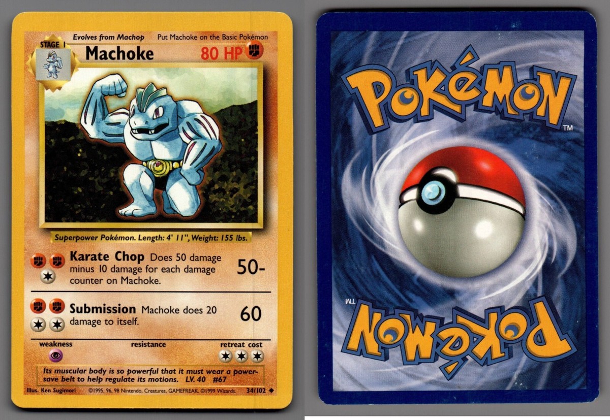 1999 Pokemon, Base Set, #34/102 Machoke, Uncommon