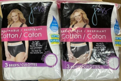 6 Pack Hanes Just My Size Womens Cotton Brief Panty White Sz 9 2XL or 10 3XL NWT