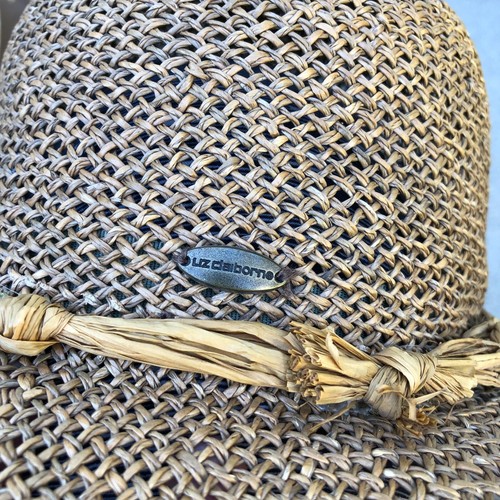 VTG LIZ CLAIBORNE Paper Sun Hat Womens One Size Woven Brown Wide Brim Cap Fedora - Picture 7 of 12