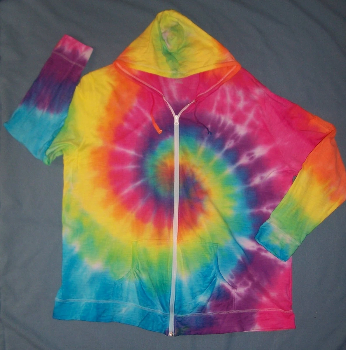 4X HOODIE SHIRT JACKET TIE DYE WOMENS HIPPY BLUE GREEN PURPLE SUMMER SLUB  JMS | eBay