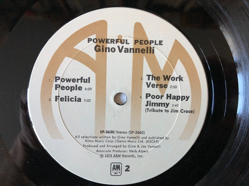 Gino Vannelli POWERFUL PEOPLE Original 1974 A&M VG+/VG+ - Picture 3 of 5