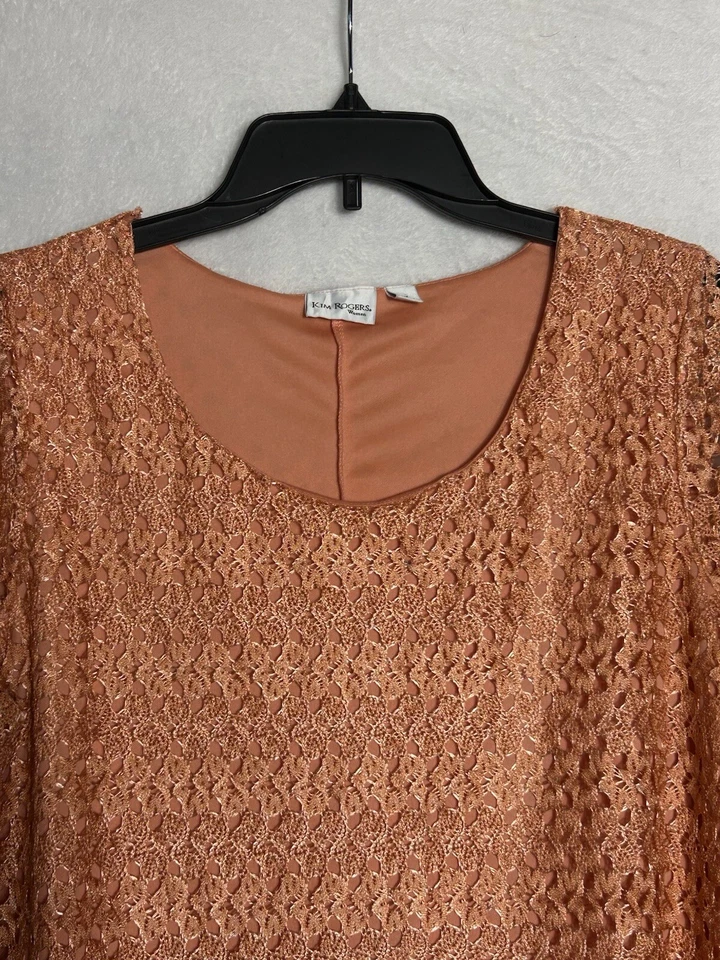 Túnica Kim Rogers Mujer Talla 1X Degradado Naranja Coral Capas Mangas 3/4 (A) Foto 2 de 4