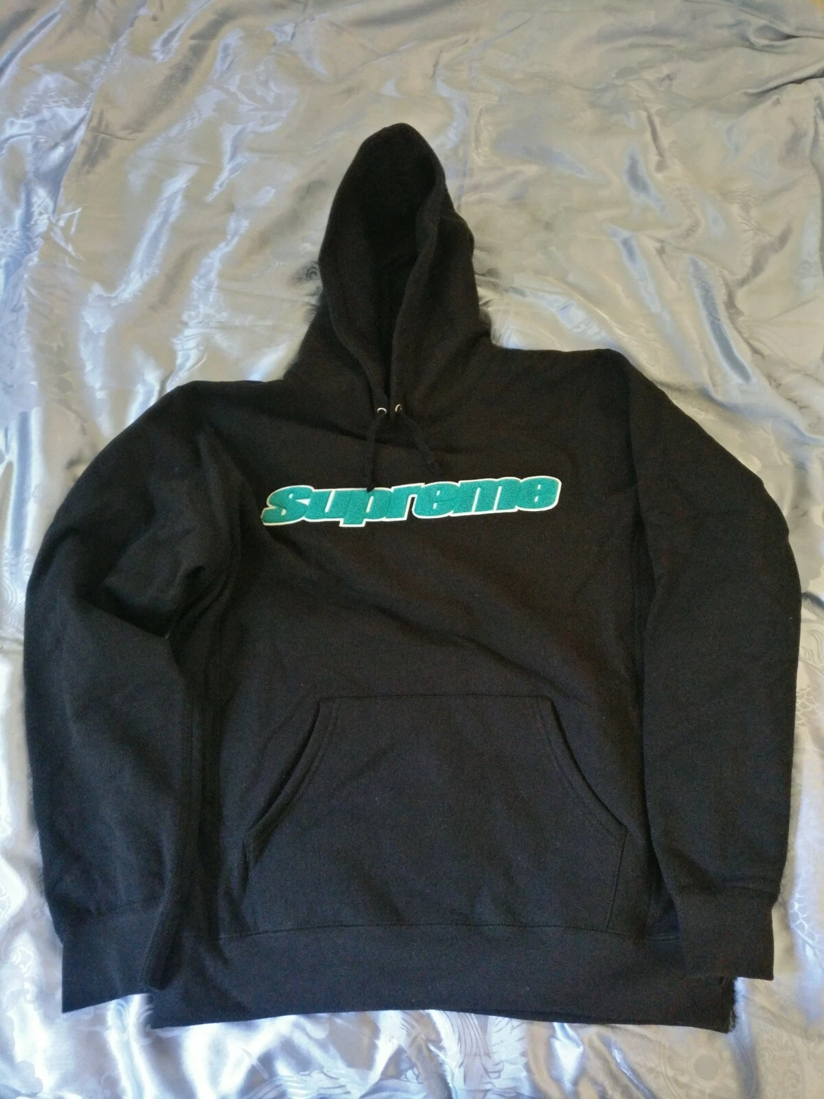 Sweat shirt à capuche Supreme SS19 Chenille XL noir 100 % authentique NEUF sans étiquettes
