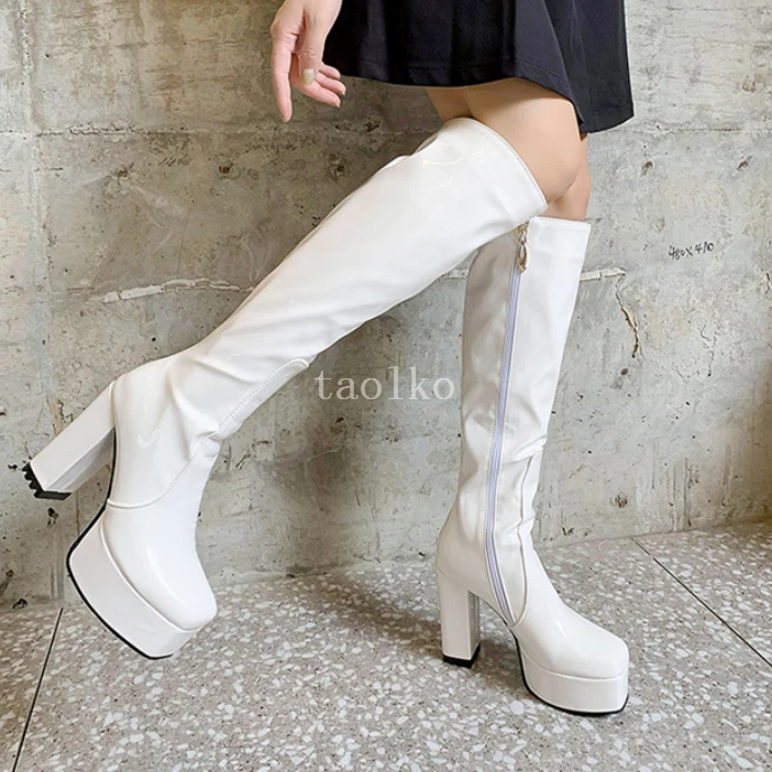 Platform knee store high boots uk