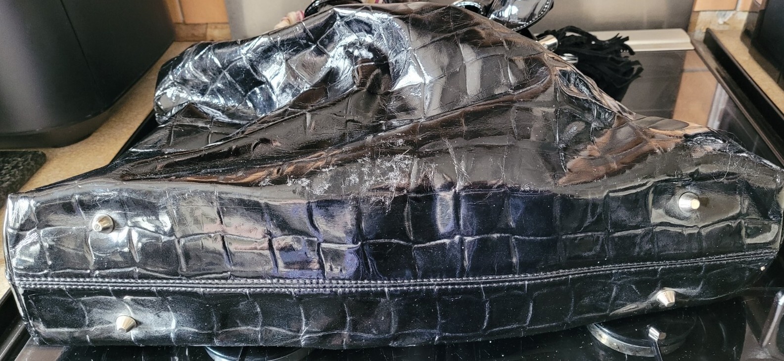 Jack and Celine black croc effect large shoulder bag - excellent used condition image 7