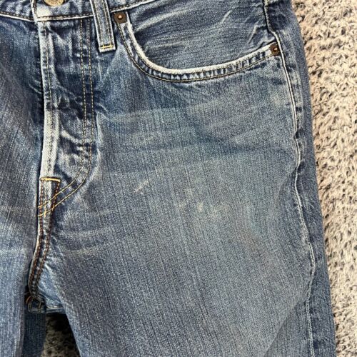 Vintage Abercrombie Fitch Jeans Mens 31x32 Blue Boot Cut Button Fly Distressed - Picture 4 of 21