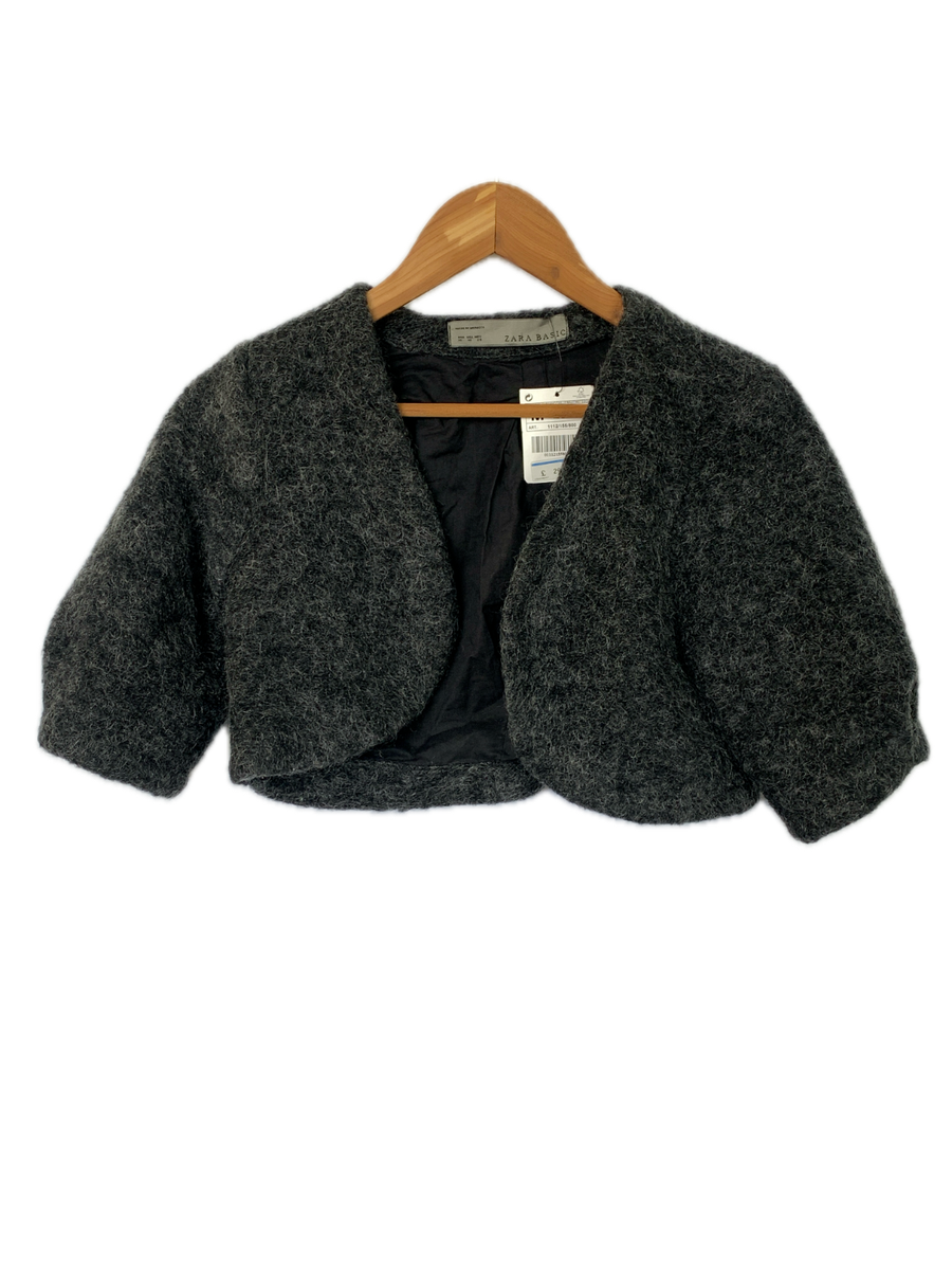 ZARA Wool Shrug Size M Grey Knit Cropped Balletcore Bolero Cover