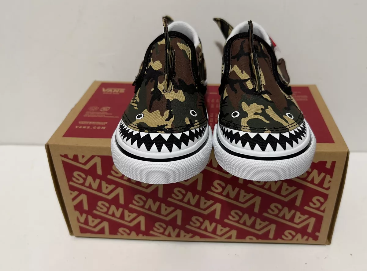 Vans Slip On V Shark Skate Shoe Baby Toddler Camo