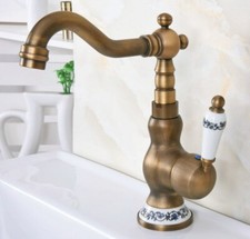 Vintage Antique Brass Single Handle Bathroom Vanity Sink Faucet Basin Mixer Tap