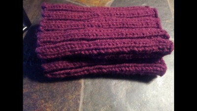 BOOT CUFFS BURGUNDY KNIT 7 '' HANDMADE HEAVY