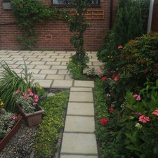 450mm x 450mm old style buff paving flag stones,  patio slab