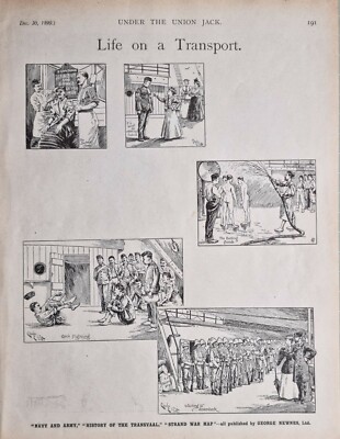 1899 DRUCK BURENKRIEG LEBEN AUF TRANSPORT BADEUMZUG - WARTET AUF AUSSCHIFFUNG