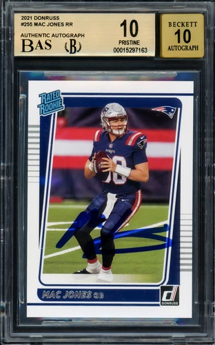 Mac Jones 2021 Donruss RC BGS 10 Pristine Gem 10 Auto Highest Graded Beckett