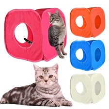 Small Pets Cat Kitten Play Pop Up Cube Tunnel Fun Folds Away Indoor Strong Box