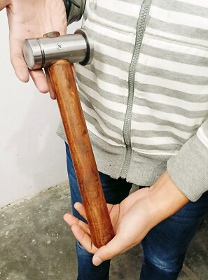Silver Hammer Blacksmith Mallet for Precision Knife Making Heavy Duty Forging