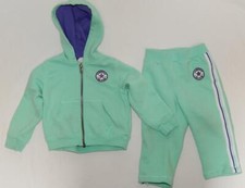 CONVERSE Infant Girls Green Striped Fleece 2 Piece Tracksuit Size 18 Months