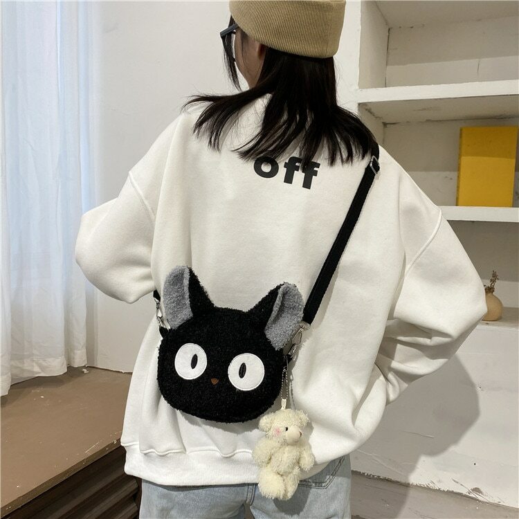 Japanese Style Kawaii Bag Jiji Cat Bear sheep Plush Shoulder Bag Crossbody  Bags