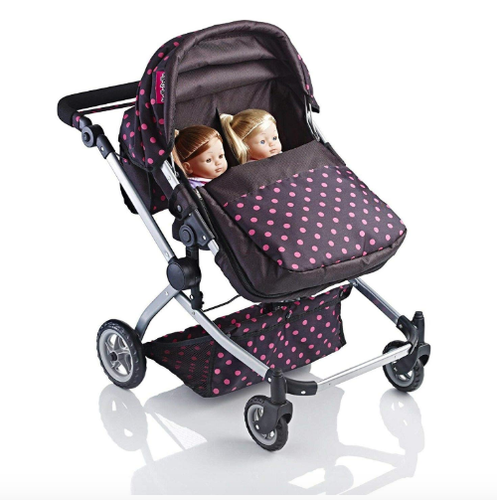 de ober Absorberend traagheid NEW Doll Double Buggy Twin Babies Toy Pram Girl Lightweight Pushchair  Stroller | eBay